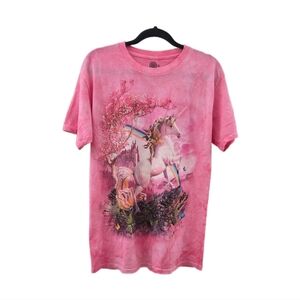 The Mountain Awesome Unicorn T-Shirt Cotton Pink Tie-Dye